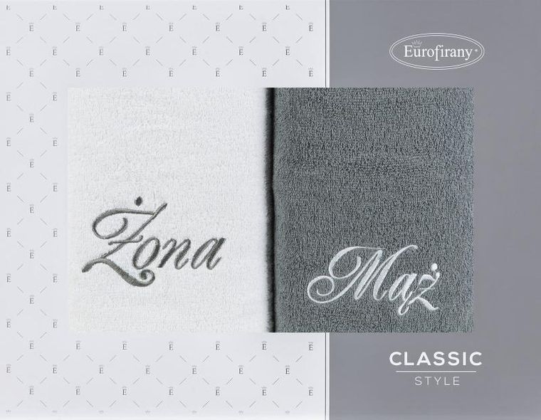 Eurofirany, komplet ręczników, 2 szt., mąż żona, 50-90 cm, biały