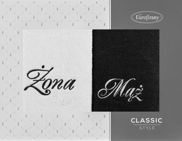 Eurofirany, komplet ręczników, 2 szt., mąż żona, 70-140 cm, biały