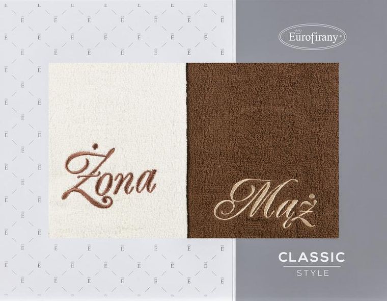 Eurofirany, komplet ręczników, 2 szt., mąż żona, 70-140 cm, kremowy