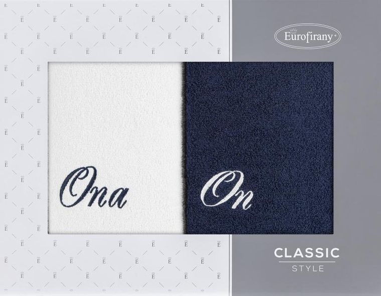 Eurofirany, komplet ręczników, 2 szt., on ona, 50-90 cm, biały