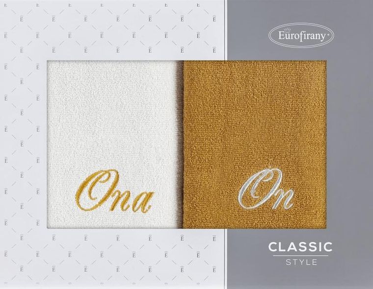 Eurofirany, komplet ręczników, 2 szt., on ona, 50-90 cm, srebrny