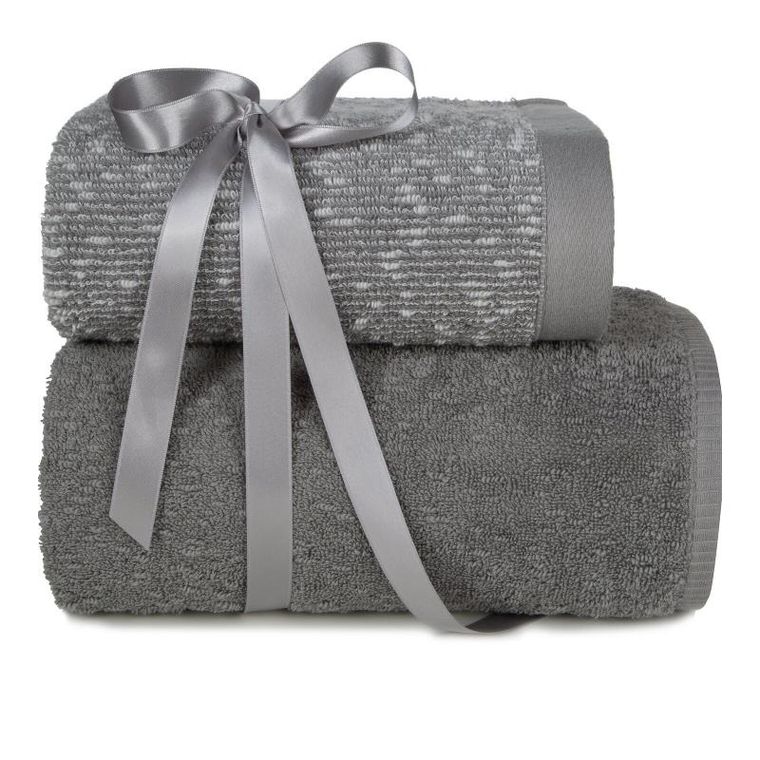 Eurofirany, komplet ręczników, 37-25-10 cm, stalowy