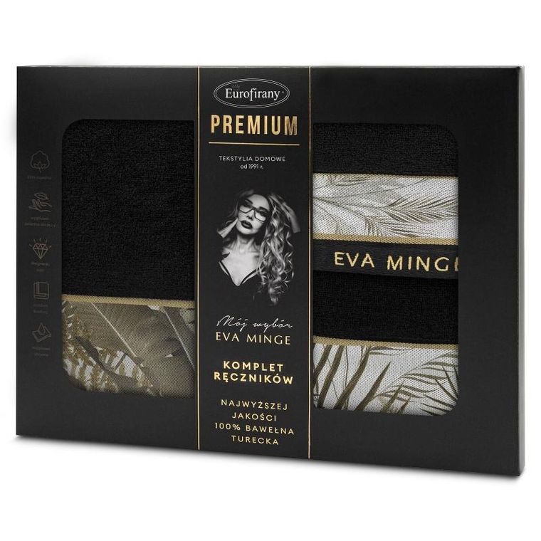 Eurofirany, komplet ręczników Eva, 46-36-7 cm, czarny