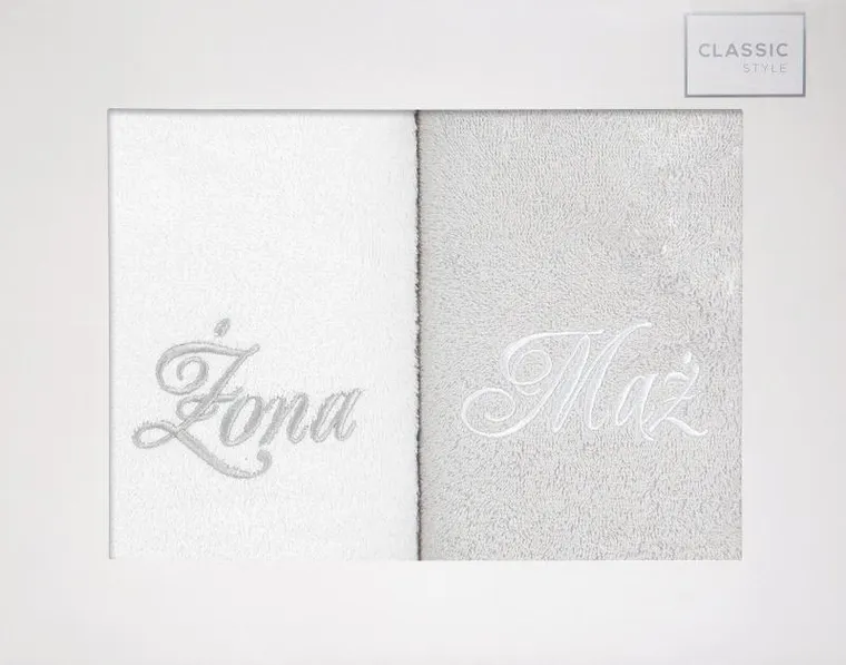 Eurofirany, komplet ręczników, mąż, żona, 47-37-7 cm, biały