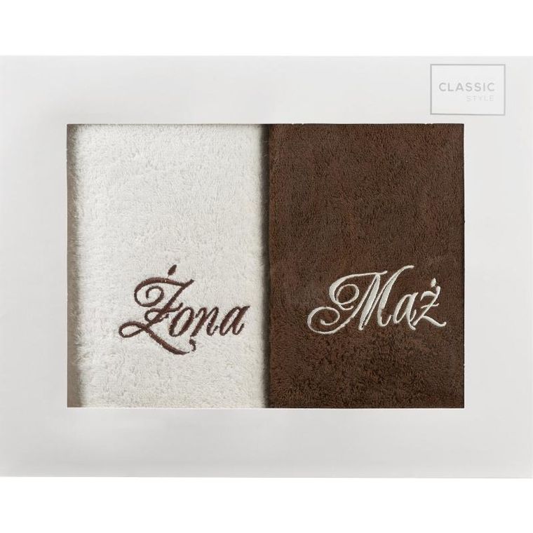 Eurofirany, komplet ręczników, mąż, żona, 47-37-7 cm, kremowy