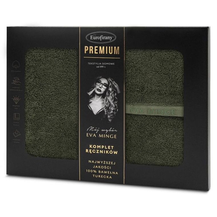 Eurofirany, komplet ręczników Venus, 46-36-7 cm, ciemnooliwkowy