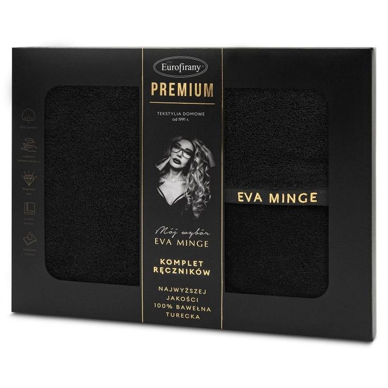 Eurofirany, komplet ręczników Venus, 46-36-7 cm, czarny