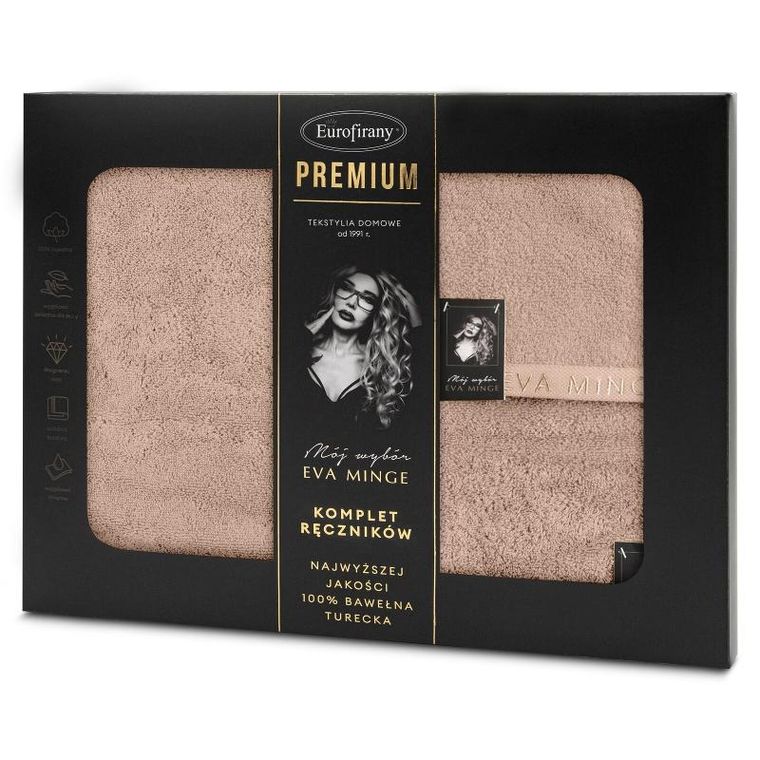 Eurofirany, komplet ręczników, Venus, 46-36-7 cm, pudrowy