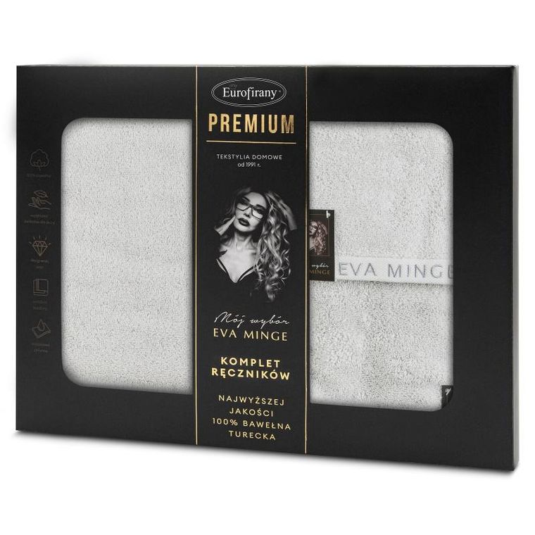 Eurofirany, komplet ręczników, Venus, 46-36-7 cm, srebrny