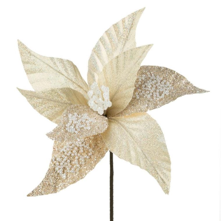 Eurofirany, kwiat świąteczny, 25-25 cm, złoty