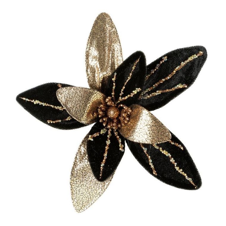 Eurofirany, kwiat świąteczny dekoracyjny, 21-4 cm, czarny