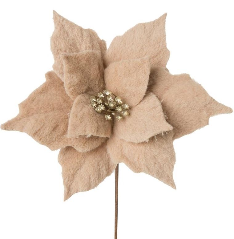 Eurofirany, kwiat świąteczny dekoracyjny, 22 cm, beżowy