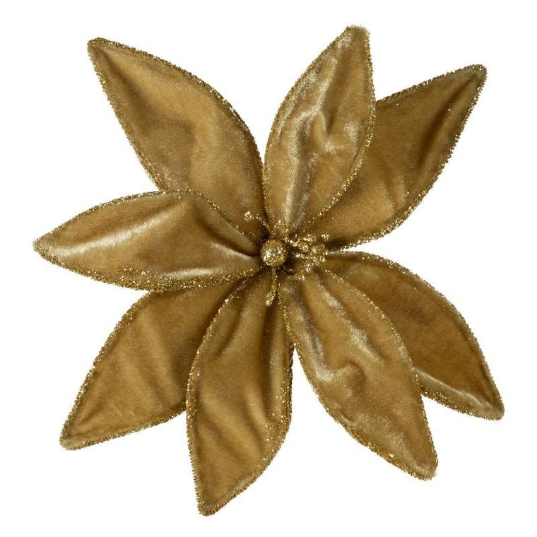 Eurofirany, kwiat świąteczny dekoracyjny, 24-24 cm, oliwkowy