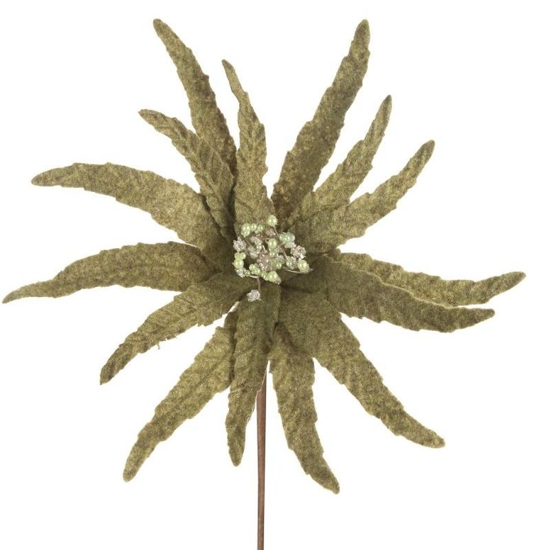 Eurofirany, kwiat świąteczny dekoracyjny, 32-22 cm, zielony