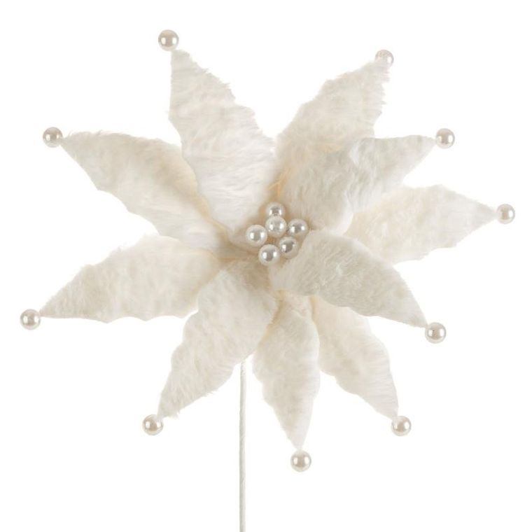 Eurofirany, kwiat świąteczny dekoracyjny, 34-60 cm, biały