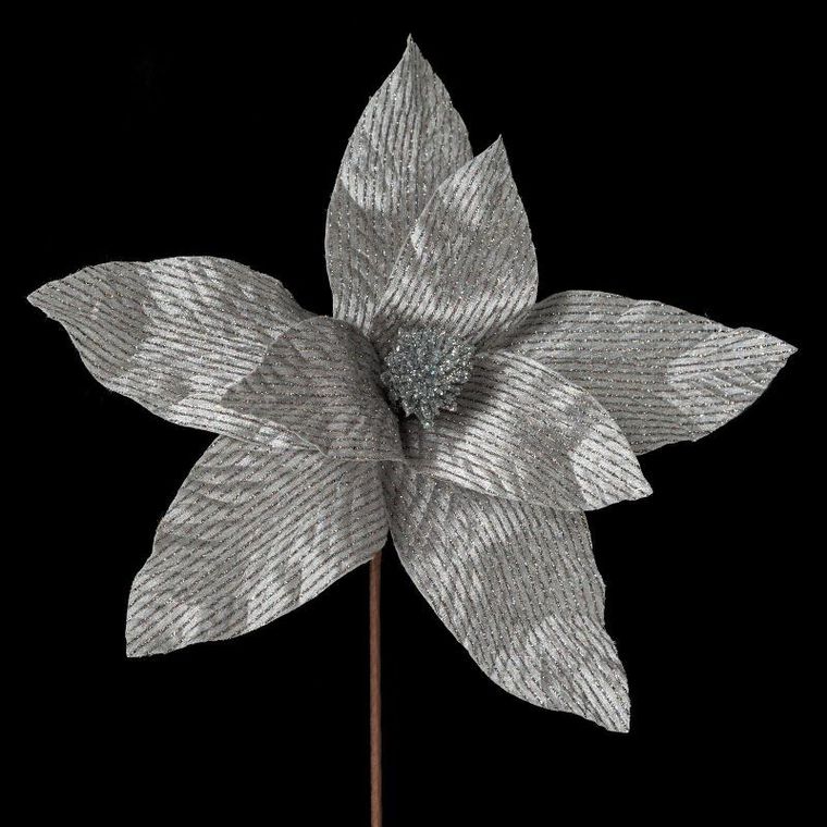 Eurofirany, kwiat świąteczny dekoracyjny, srebrny