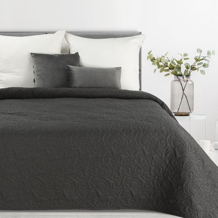 Eurofirany, narzuta len, 170-210 cm, popielaty