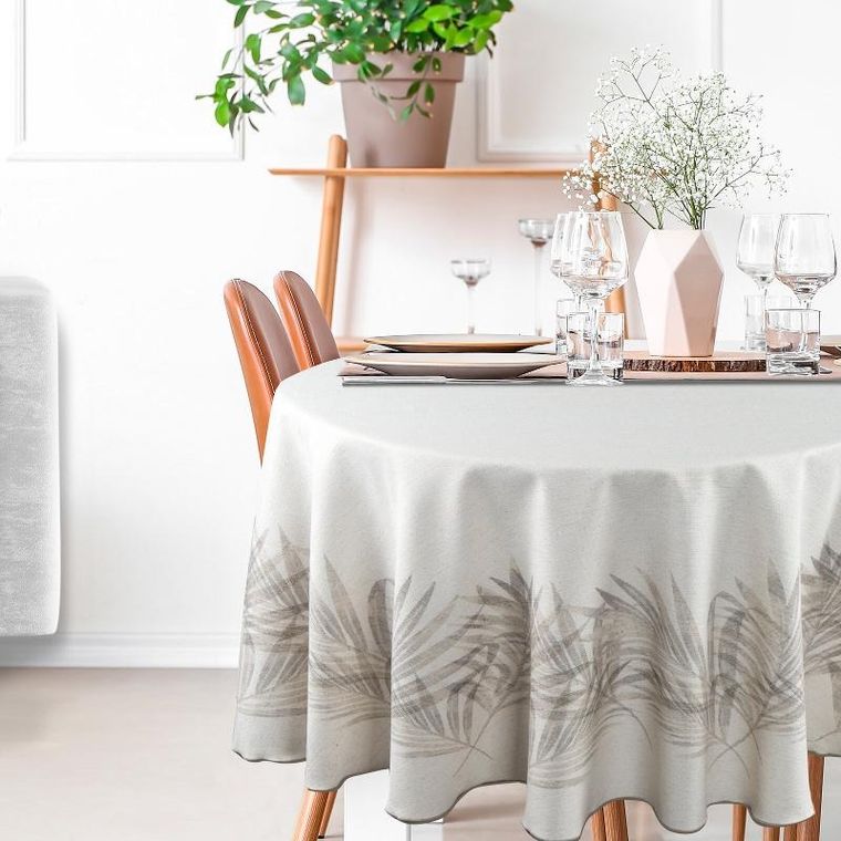 Eurofirany, obrus Ines, o 150 cm, beżowy