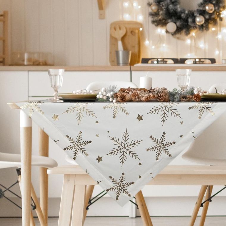 Eurofirany, obrus świąteczny, 85-85 cm, biały