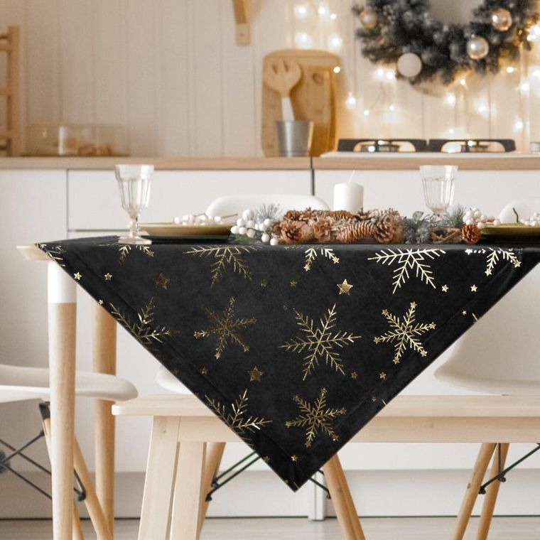Eurofirany, obrus świąteczny, 85-85 cm, czarny