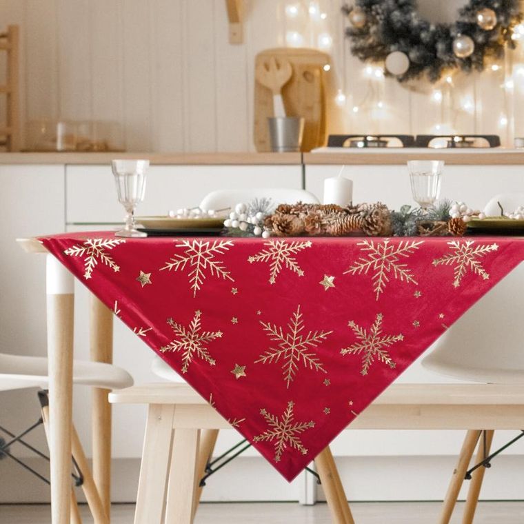 Eurofirany, obrus świąteczny, 85-85 cm, czerwony