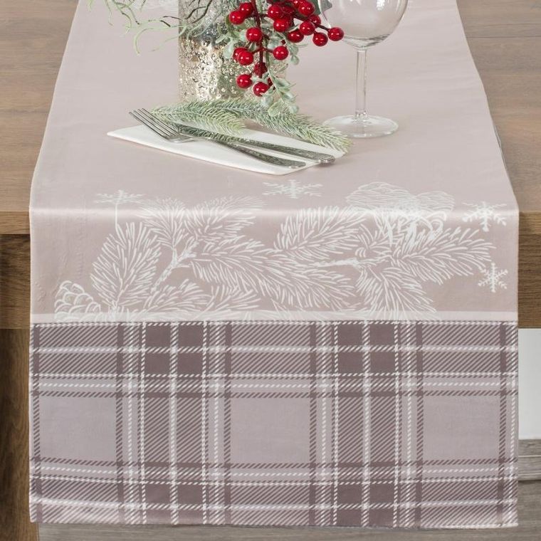 Eurofirany, obrus świąteczny, Holly, 40-140 cm, beżowy