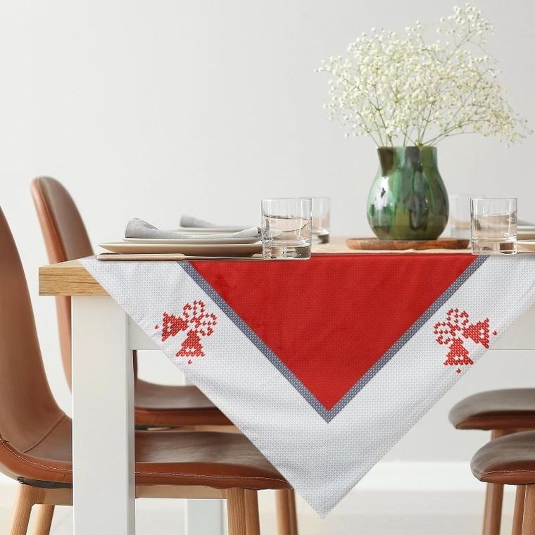 Eurofirany, obrus świąteczny, Noel, 85-85 cm, czerwony