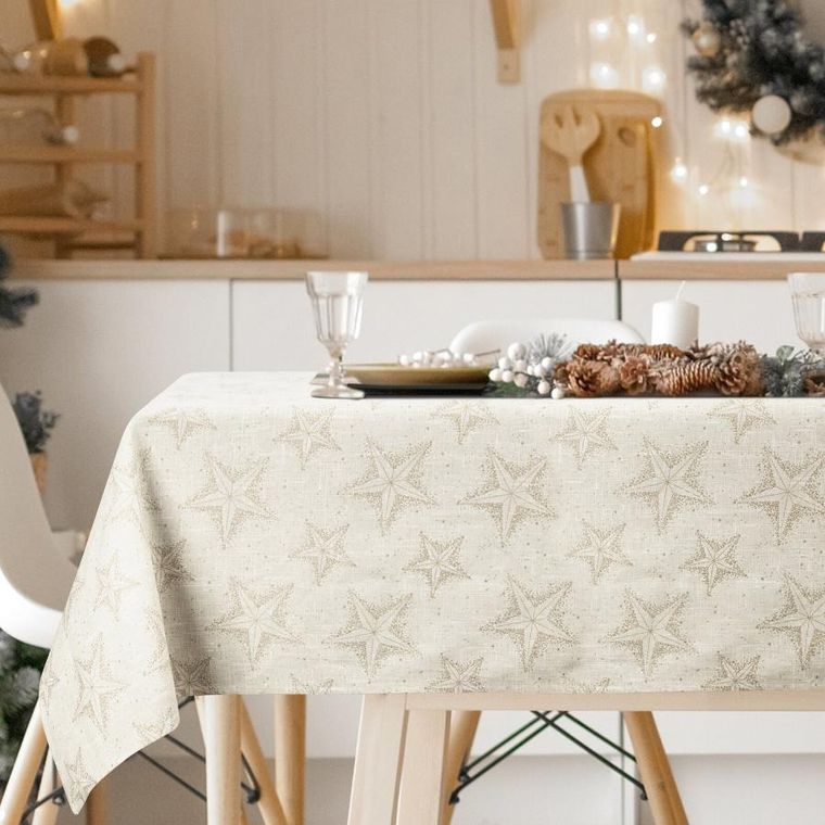 Eurofirany, obrus świąteczny, winter, 145-350 cm, kremowy