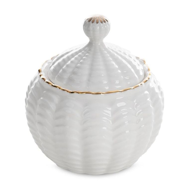 Eurofirany, pojemnik dekoracyjny, ceramika, 10-11 cm, kremowy
