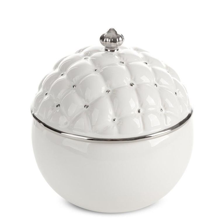 Eurofirany, pojemnik dekoracyjny, ceramika, 20-20-23 cm, biały