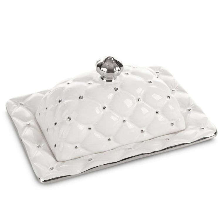 Eurofirany, pojemnik dekoracyjny, ceramika, 21-15-10 cm, biały