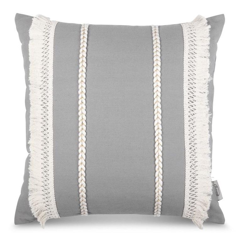 Eurofirany, poszewka boho, 45-45 cm, szary