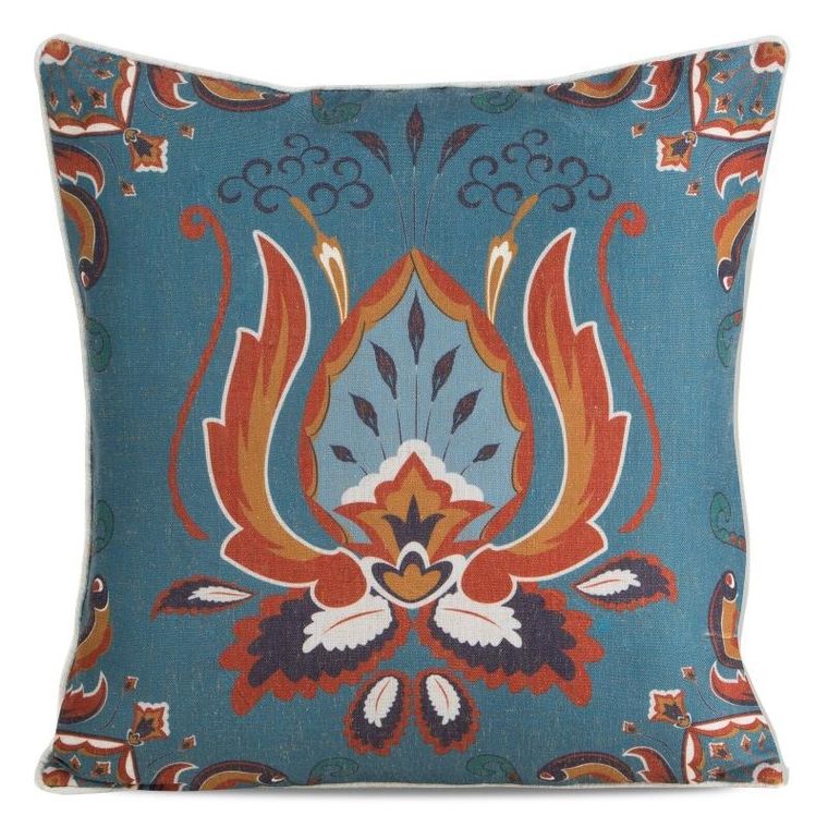 Eurofirany, poszewka len, 45-45 cm, turkusowy