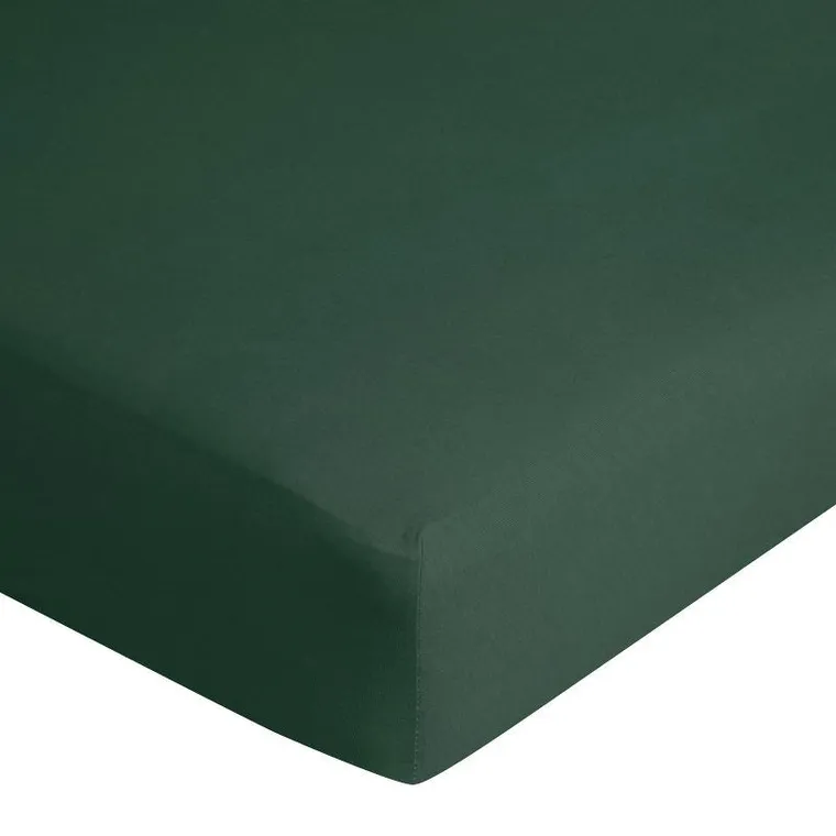 Eurofirany, prześcieradło z gumką, jersey, 90-200 cm, butelkowy zielony
