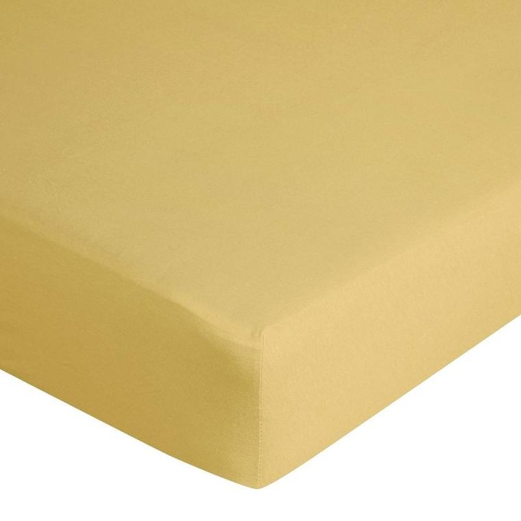 Eurofirany, prześcieradło z gumką, Jersey D91, 220-200 cm, wysokość 30 cm, musztardowy