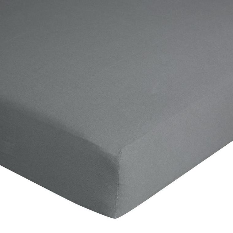Eurofirany, prześcieradło z gumką, jersey D91, 90-200 cm, wys. 25 cm, stalowy