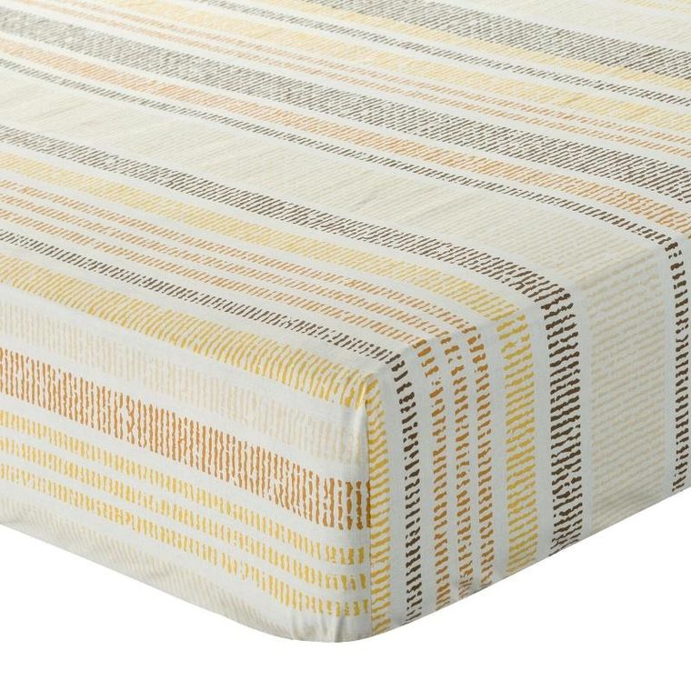 Eurofirany, prześcieradło z gumką, print, 140-200 cm, musztardowy