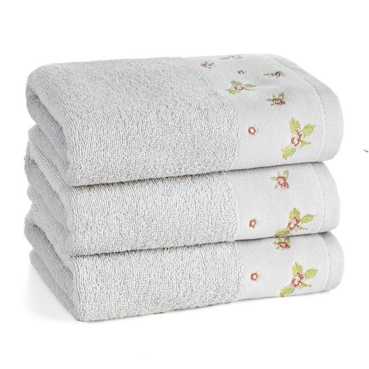 Eurofirany, ręcznik Dalia, 70-140 cm, srebrny