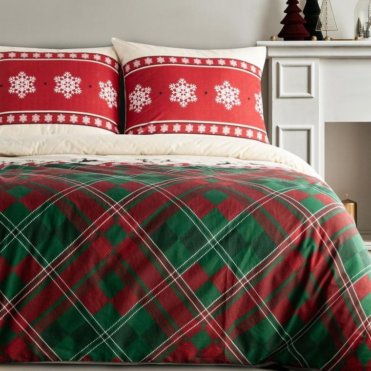 Eurofirany, świąteczny komplet pościeli, Austin, 220-200 cm, czerwony