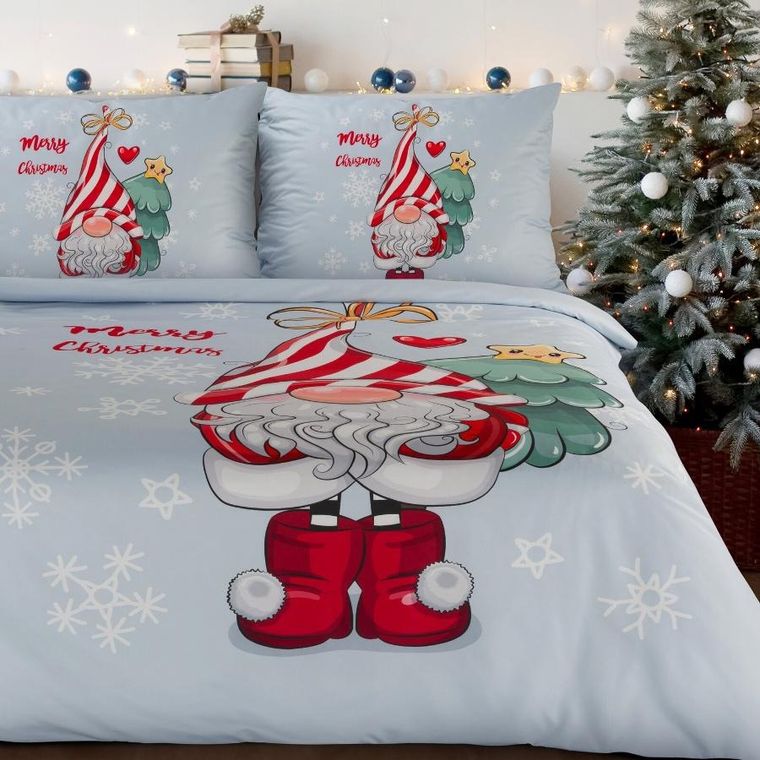 Eurofirany, świąteczny komplet pościeli, Beiner, 160-200 cm, jasnoszary
