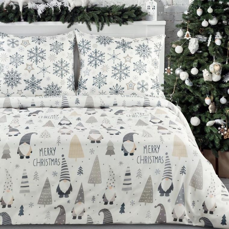 Eurofirany, świąteczny komplet pościeli, Dwarf, 220-200 cm, biały