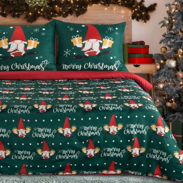 Eurofirany, świąteczny komplet pościeli, galdor, 140-200 cm, zielony