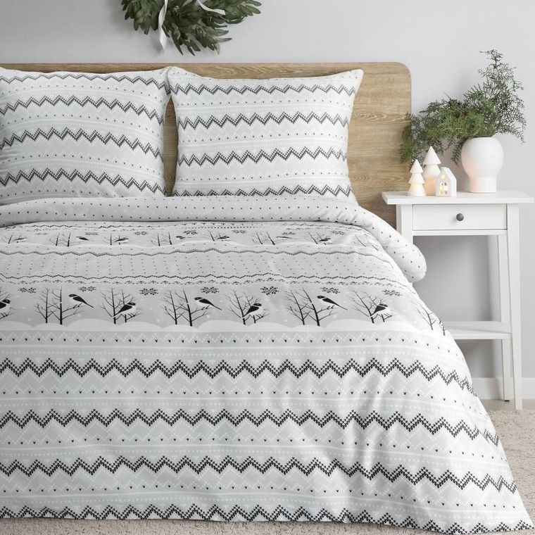 Eurofirany, świąteczny komplet pościeli, Tasha, 140-200 cm, biały