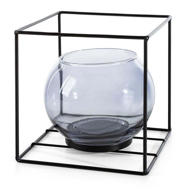 Eurofirany, świecznik, 17-17-17 cm, czarny