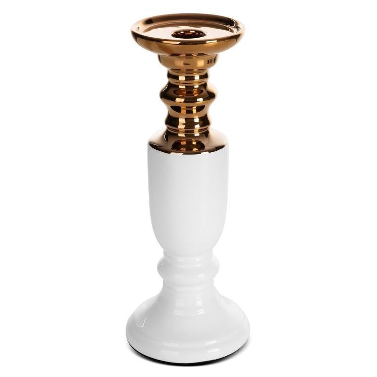 Eurofirany, świecznik dekoracyjny, Lari, 10-10-26 cm, biały