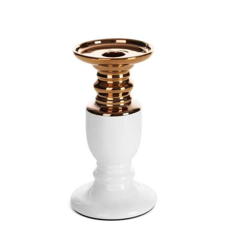 Eurofirany, świecznik dekoracyjny, Lari, 9-9-17 cm, biały