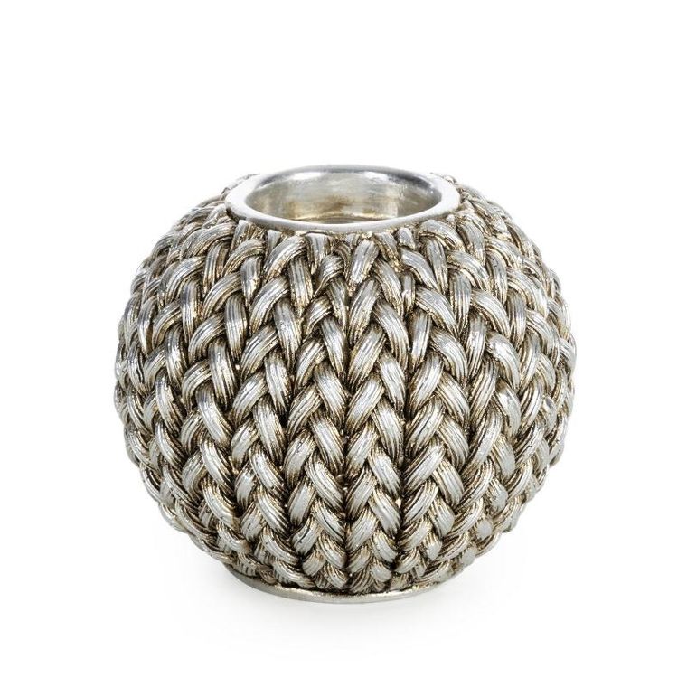 Eurofirany, świecznik dekoracyjny, Moli, 11-11-9 cm, srebrny