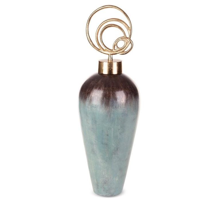 Eurofirany, szklana figurka dekoracyjna, Abril, 25 x75 cm, turkusowy