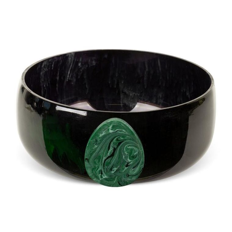 Eurofirany, szklana misa dekoracyjna, Capri, 25-26 x10 cm, czarny