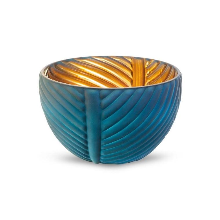 Eurofirany, szklana misa dekoracyjna, Nadia2, 24-16 cm, niebieski